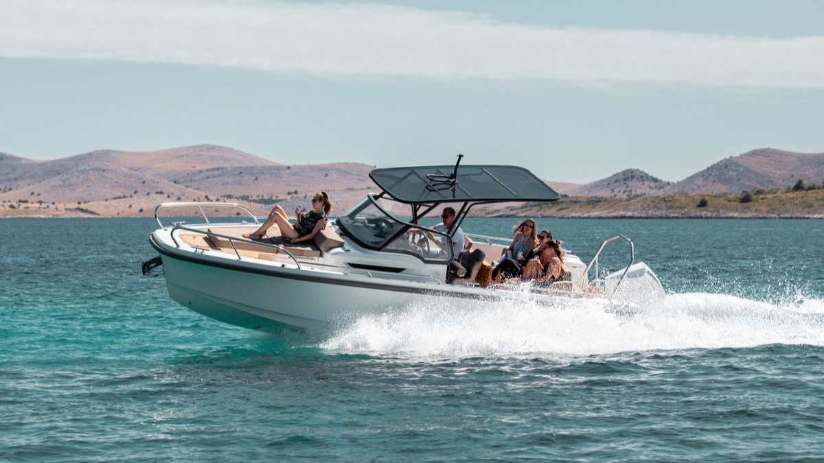 Nimbus boat exterior profile on the water
