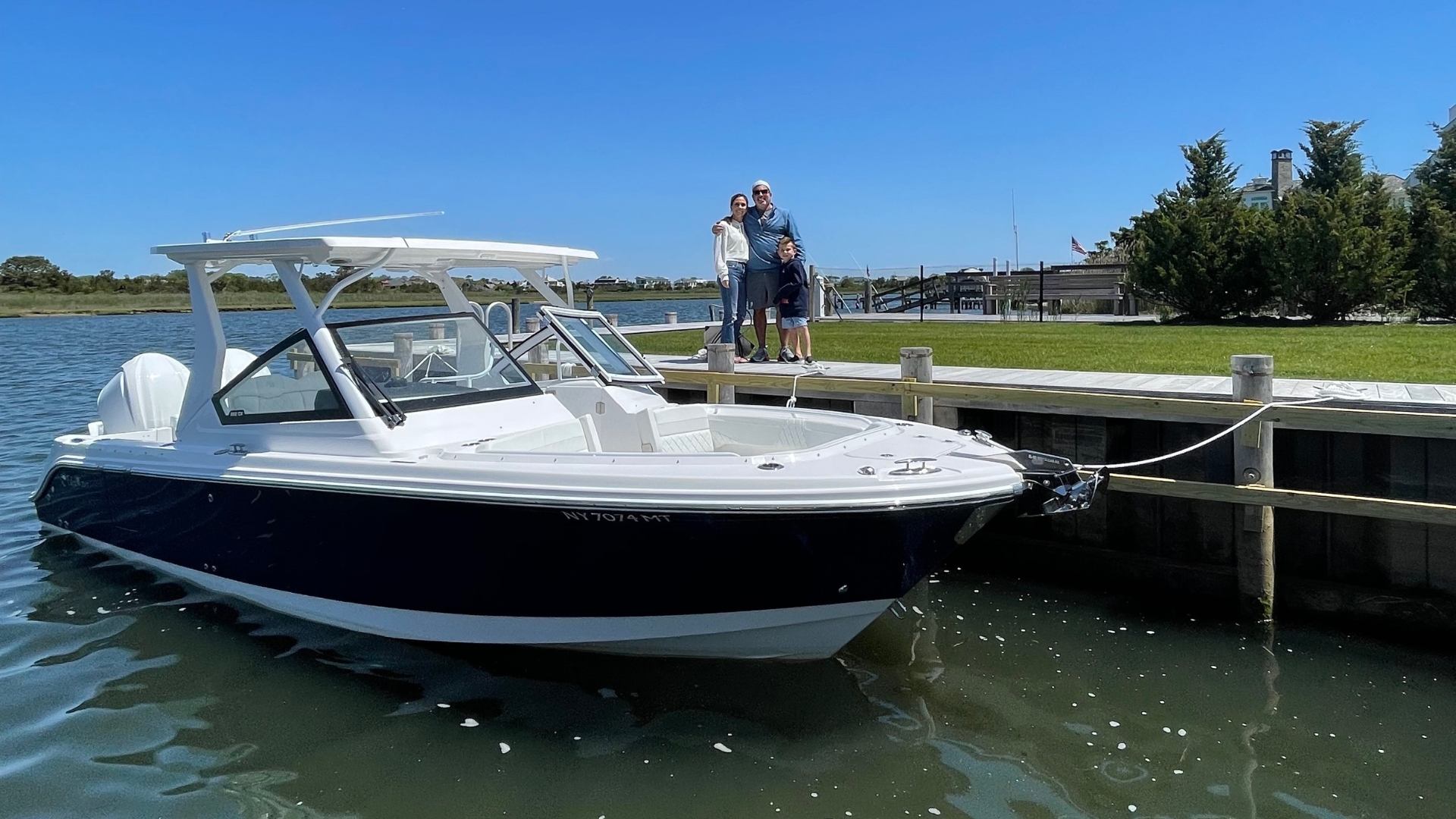 Modern Yachts boats and marina views on Long Island