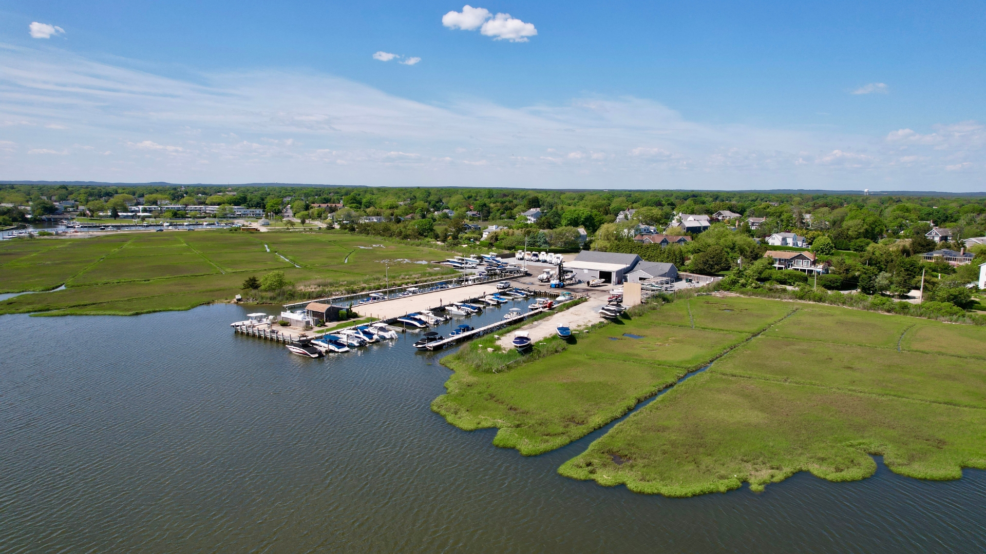Fuel dock and waterfront view at Modern Yachts Westhampton Beach