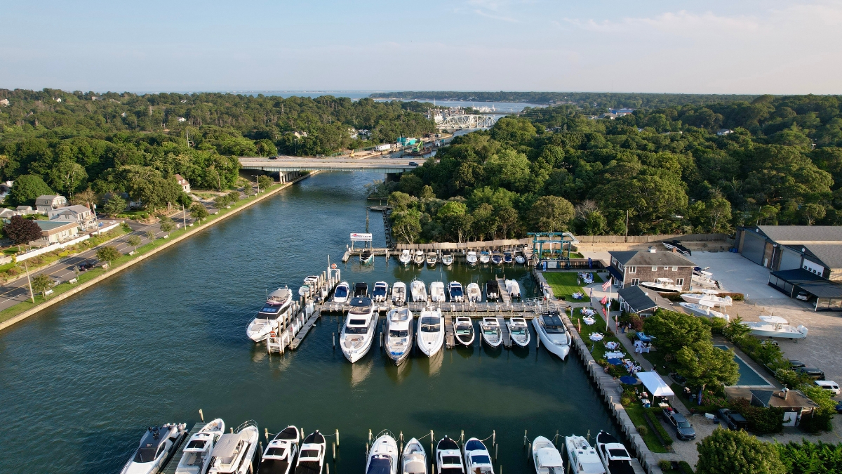 Boats at dock in Hampton Bays location