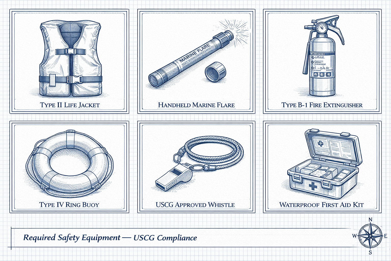 Marine safety gear compliance checklist blueprint Modern Yachts NY