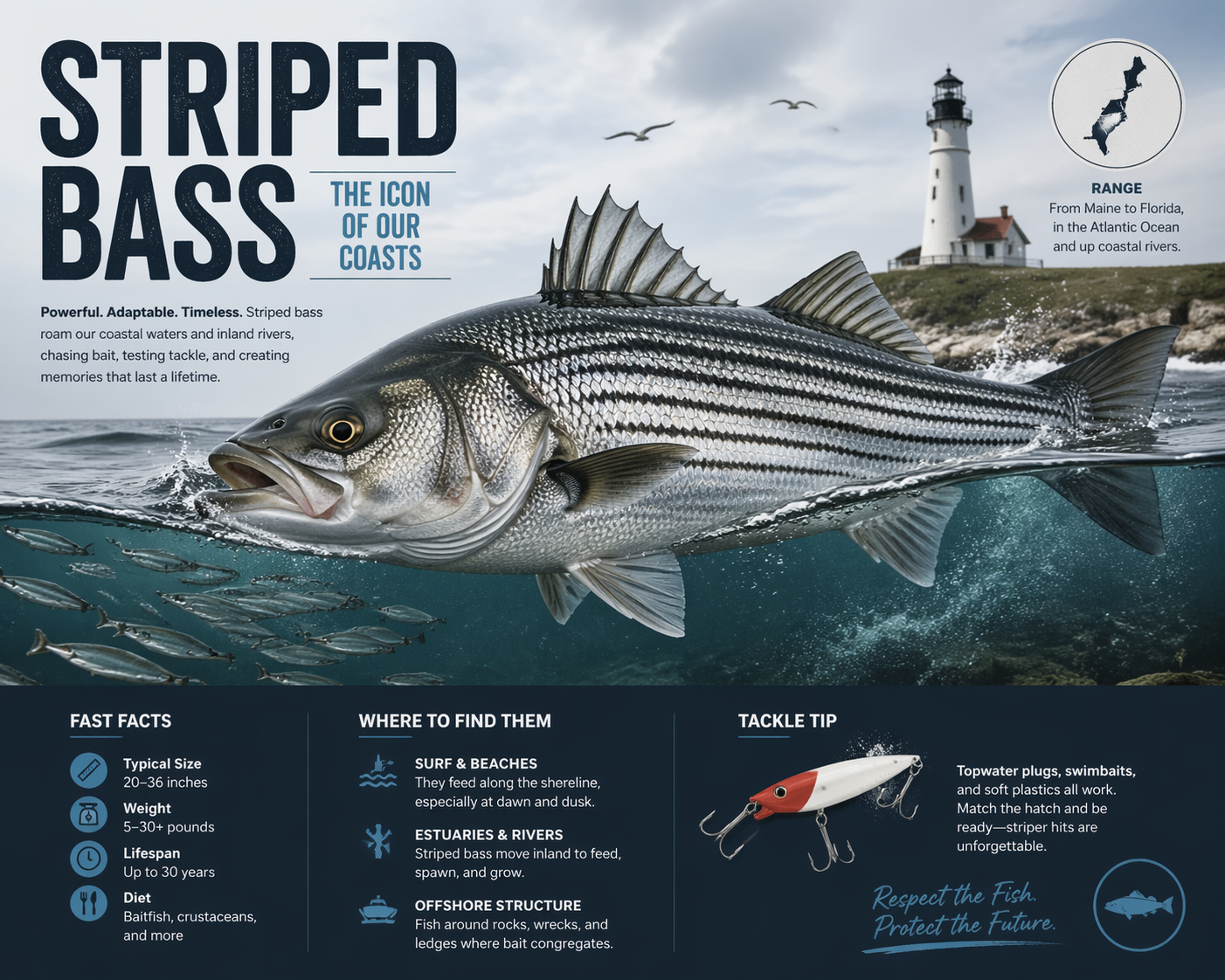 Striped bass fishing on Long Island