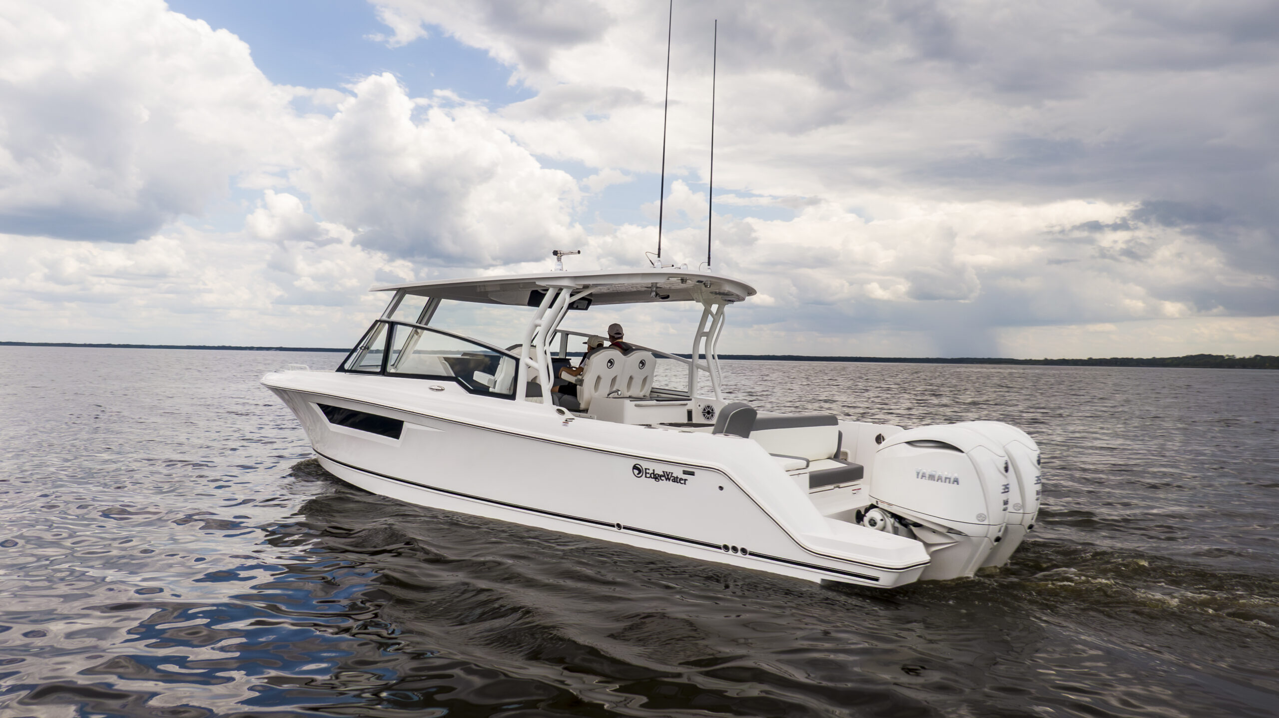Aerial view of the Edgewater 310SC underway