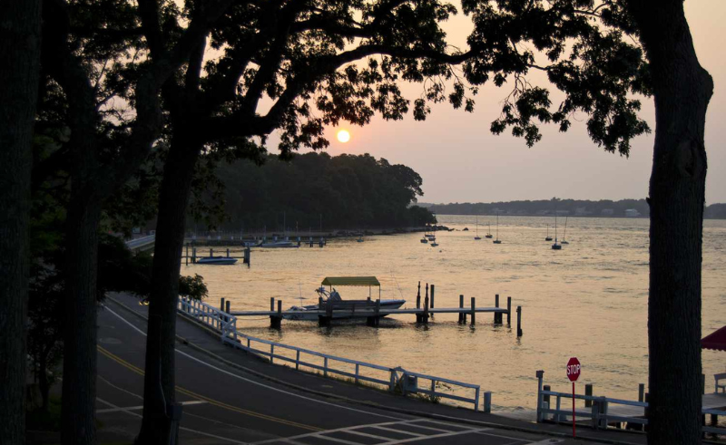 Sheltered anchorage in Coecles Harbor off the Mashomack Preserve on Shelter Island